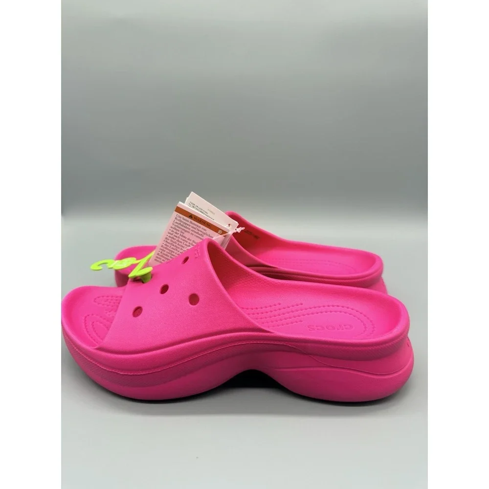 Crocs BAE Slides Slip On Platform Sandals Slide Dragon Fruit Pink Women's Size 9